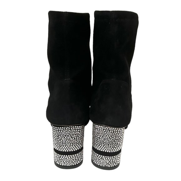 Stuart Weitzman Flash 75 Crystal Embellished Heeled Suede Sock Boots - Picture 6 of 16